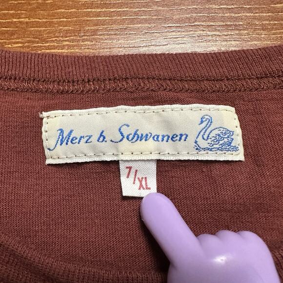 Merz B Schwanen T Shirt Womens 7 L Maroon Short Sleeve Crew Neck Luxury Germany - Picture 7 of 10